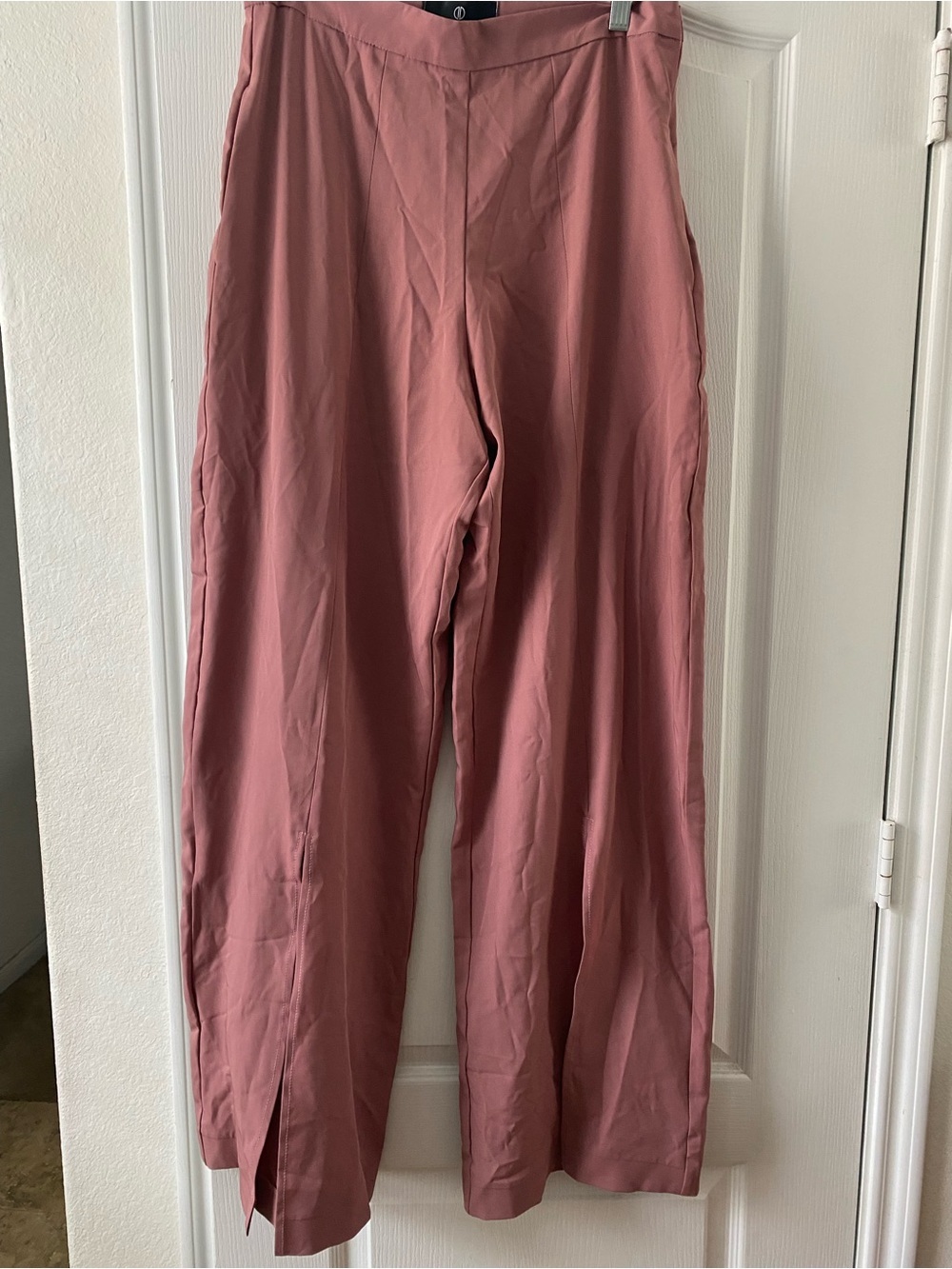 Danica High-Rise Split-Hem Wide Leg Pants in Dusty Rose Quiet Luxury Workwear L - Picture 4 of 14
